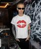 SHIRTMYLIPS Отпечаток губ Рок-звезда Укороченная футболка Белый