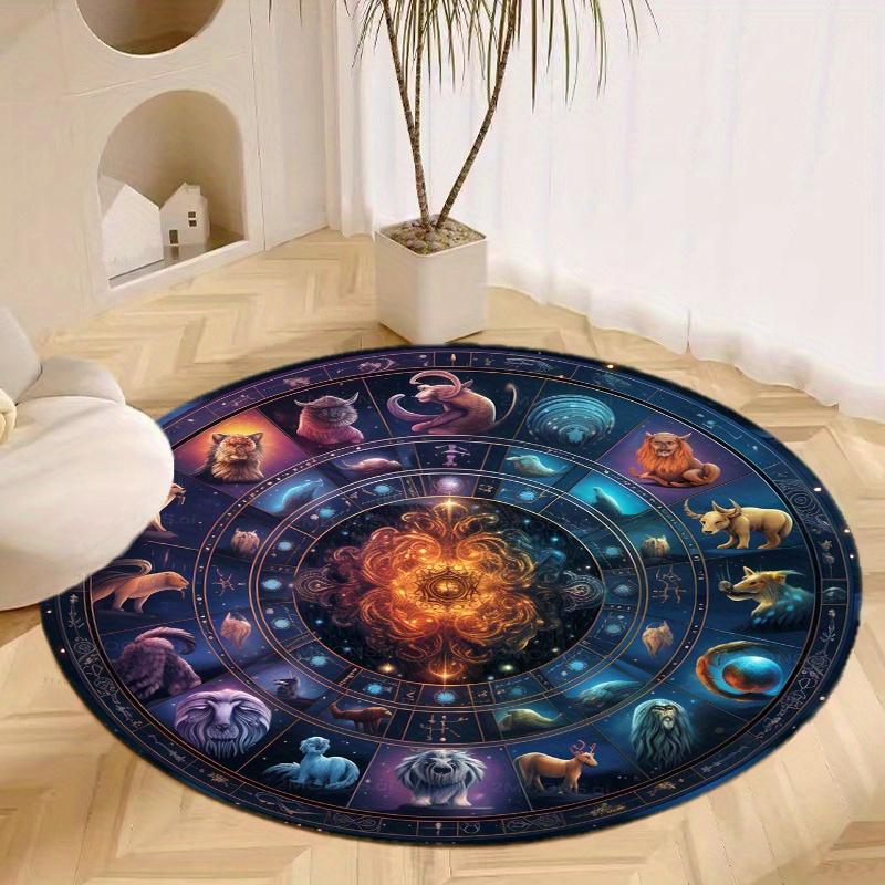 S 12 Constellations Round Rug Nonslip Area Rug Office Chair Mat Carpet For Living Room Bedroom Home Decor