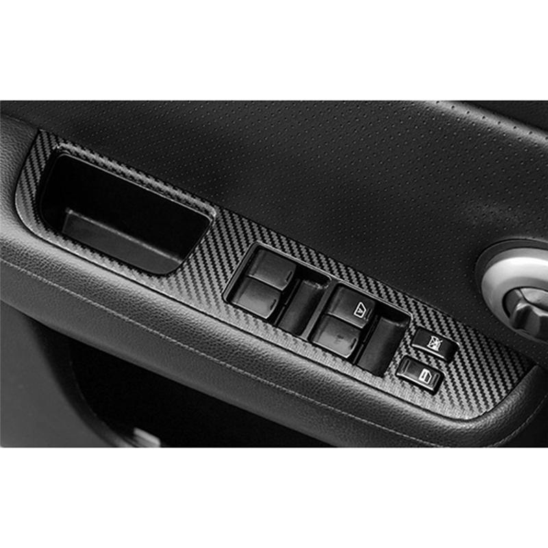 Автомобильные карбоновые наклейки Панель кнопок стеклоподъемника на окнах автомобиля Наклейки для Nissan TIIDA 2005-2010 Аксессуары-A87Q
