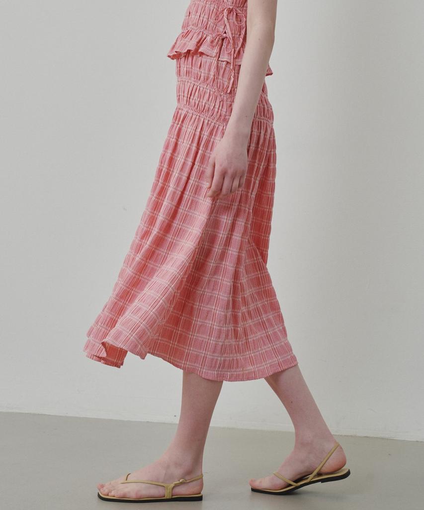 Юбка с эластичной спинкой в клетку 'Ollibeudeollibeu Smocking Check Back Elastic Skirt' (Настраивать) Oe6Ms6540