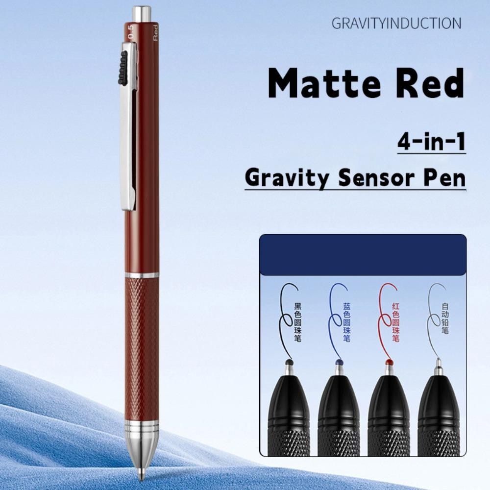 Metal Multifunction Pen 4-in-1 0.5mm Mechanical Pencil Simple 3 Color Ballpoint Pen  School Office