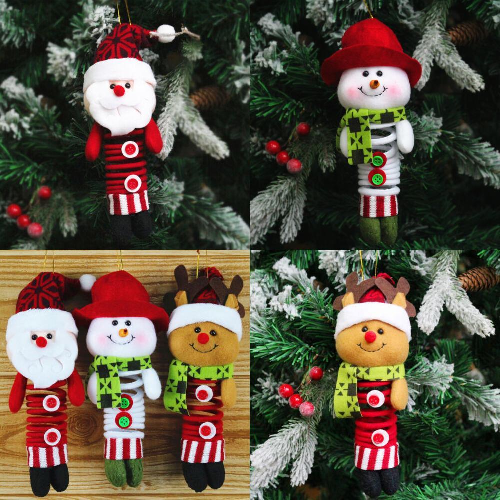 Christmas Decor Santa Snowman Reindeer Fabric Swinging Ornament For Holiday Tree