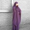 PLUS SIZE Women Muslim Dresses Solid Color Headgear Mosque Bat Sleeve Loose Robes Cardigan Ramadan