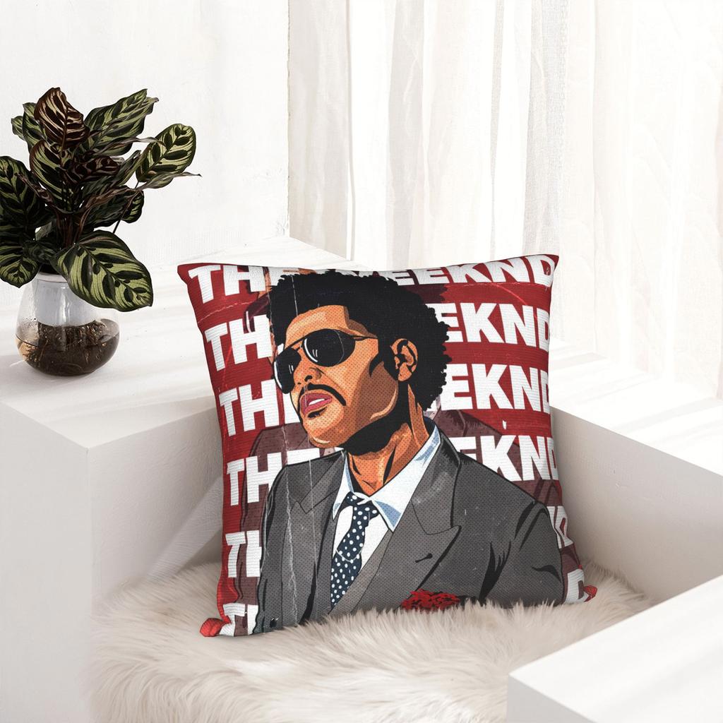 Подушка с принтом The Weeknd, Подушка декоративная, Наволочка из мягкого полиэстера, Чехол на подушку, Декор для дивана, 45x45 см