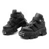 New Punk Style Women Shoes Lace-up Heel Height 6CM Platform Shoes Woman Metal Decor Woman Sneakers Gothic Ankle Rock Boots