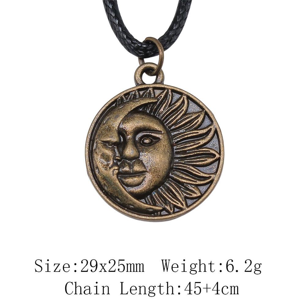 Birthday Gifts Choker Sun Moon Pentagram Necklace Leather Chain 45cm Art Supplies Neck Pendants