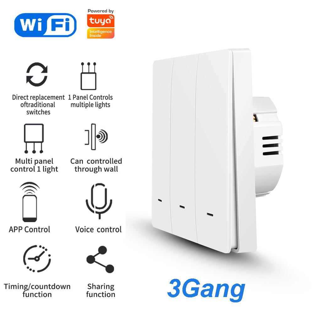 Tuya Smart Wall Light Switch Push Button Control No/With Neutral Wire APP Remote Timing Support Alexa Google Home Yandex Alice