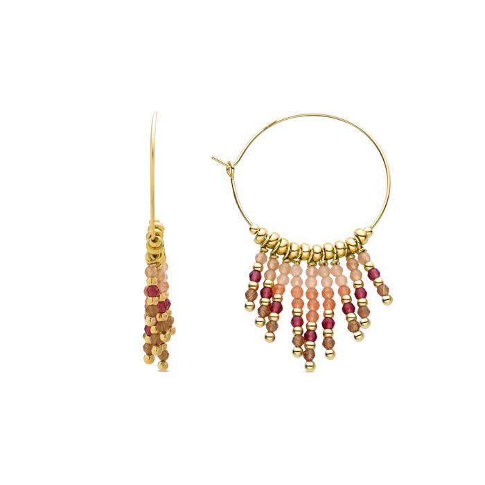 Boucles d'oreilles en argent sterling 925 ornées de cristaux multicolores et finies en or jaune 18 carats - Raiva