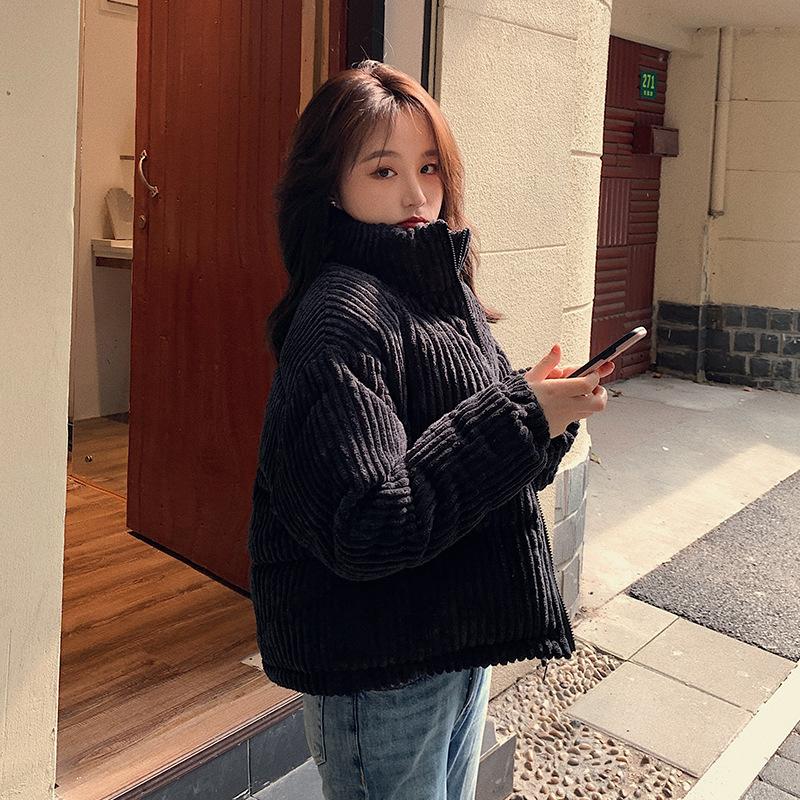 Осенне-зимняя куртка, короткая, корейская, вельветовая, верхняя одежда, женское, пуховое, хлопковое, пальто Parker, повседневное, теплое, женское, студенческое, пальто