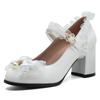 Женские туфли Мэри Джейн на блочном каблуке, туфли Лолиты, 2025, милые розовые, черные, белые, туфли для вечеринки, свадьбы, танцев, женские, большого размера 45