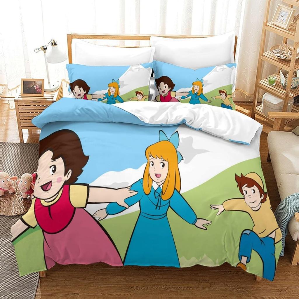 Комплект пододеяльника «Девочка Хайди и семья», Постельный комплект «Хайди — девочка из Альп», наволочка, Украшение спальни для детей и взрослых