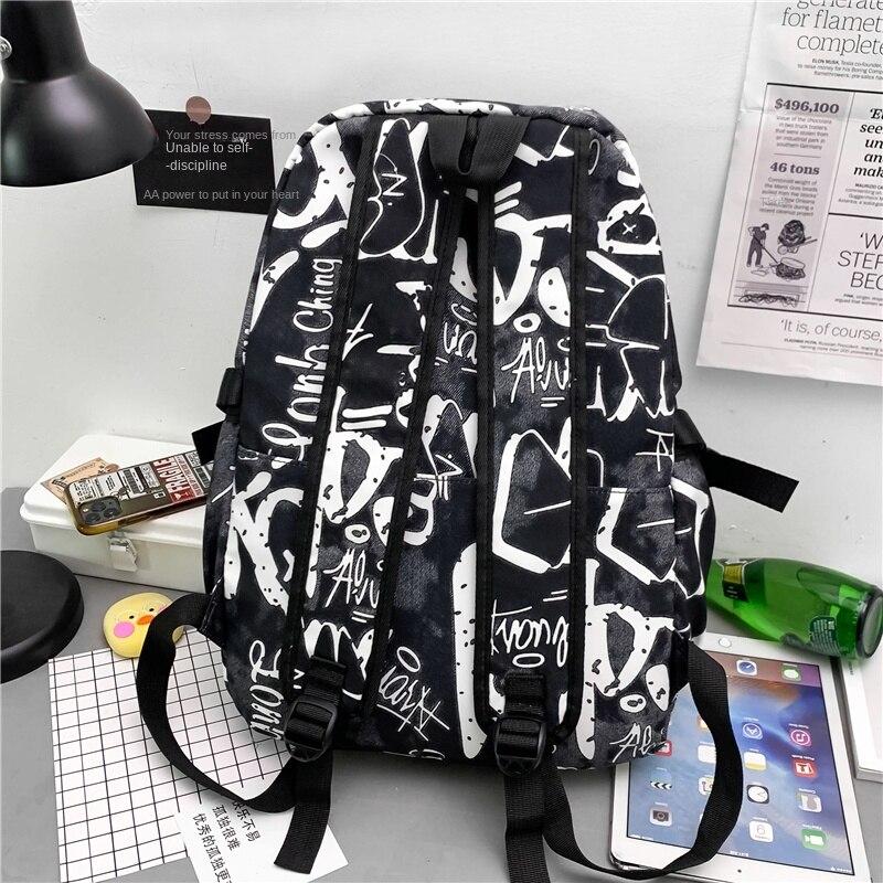 Модная школьная сумка Мужская Женская Рюкзак с граффити Большая вместимость Студенческий рюкзак KTY