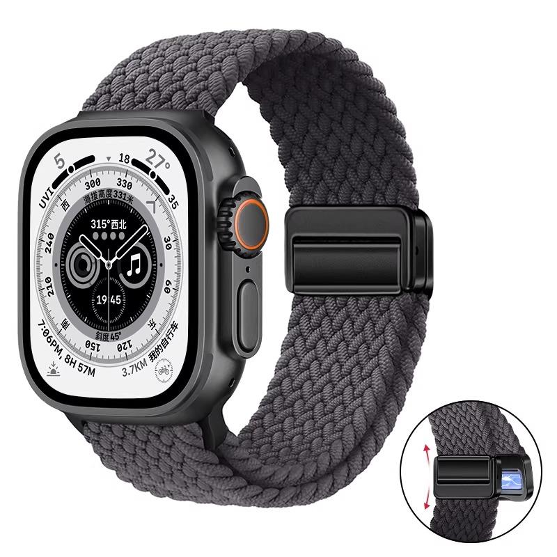 Плетеное нейлоновое петлевое ремешок для Apple Watch Ultra 3 2 49 мм 11 10 46 мм 42 мм 9 8 7 45/41 мм Магнитный ремешок iWatch 6 5 SE 44/40 мм Correa