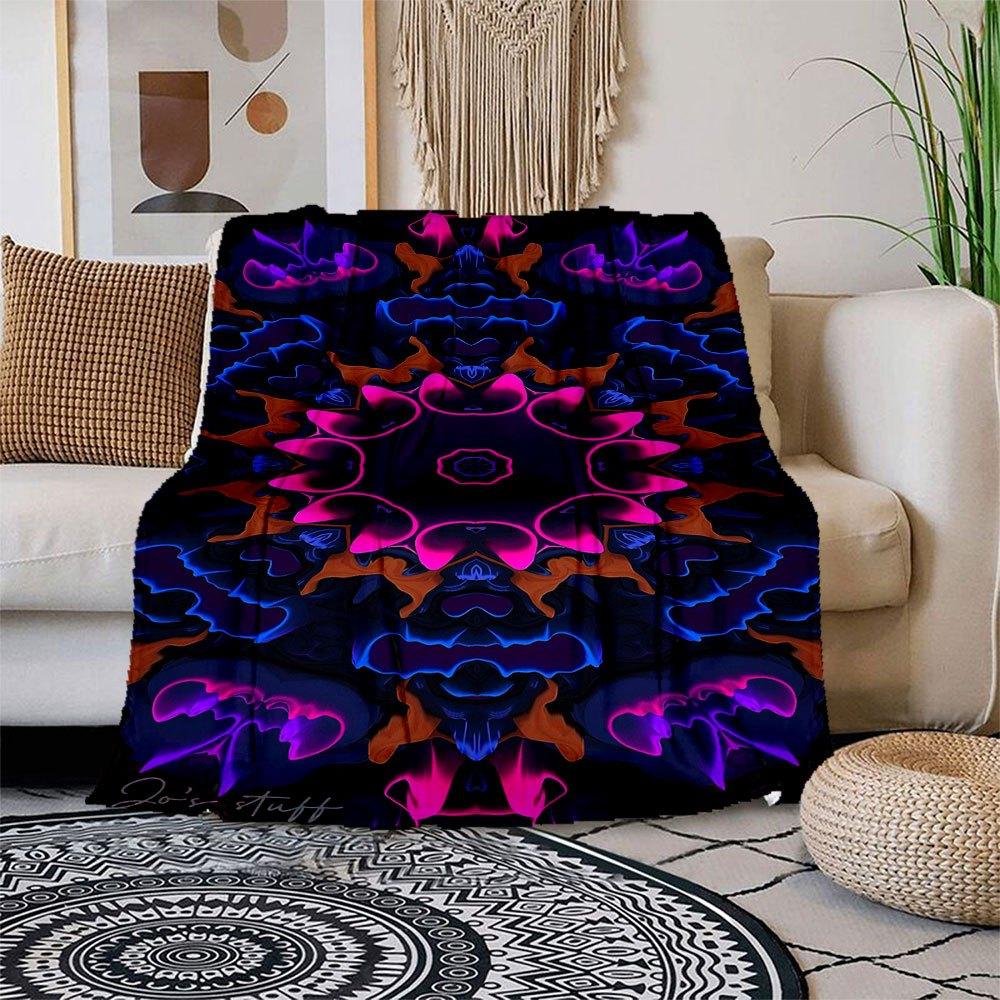 "Vibrant Kaleidoscope Abstract Art Print"Blanket Flannel Throw Blanket for Sofa, Bed, Travel, Camping, Office, Couch, Chair, And Bed Gift fo