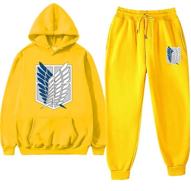 Anime Attack On Titan Levi Green Winter Tracksuit 2 Piece Set Hoodies Pants Sportwear Suit Hooded Sweatshirt Tracksuit Woman