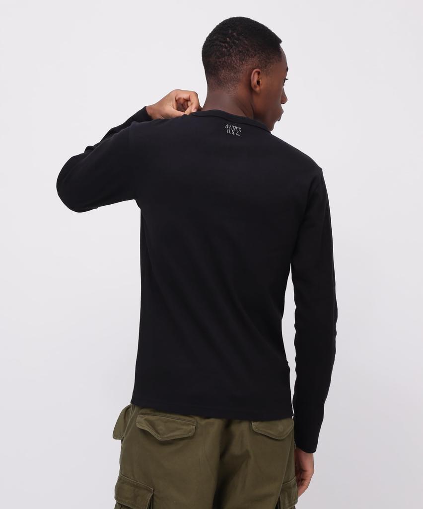 AVIREX DAILY RIB HENLY NECK TEE 6153482 men's L black