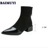 Fashion Pointed Toe Mid Heels Women Ankle Boots Sexy Shoes 2025 Trend Fashion Zipper Punk Chelsea Boots Mature Party Pumps Mujer Botas