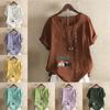 Women's Fashion Round Neck Short Sleeve T-shirt Casual Cotton Linen Graphic Shirt Leisure Loose Men Prined Sumer Blouse Tops
