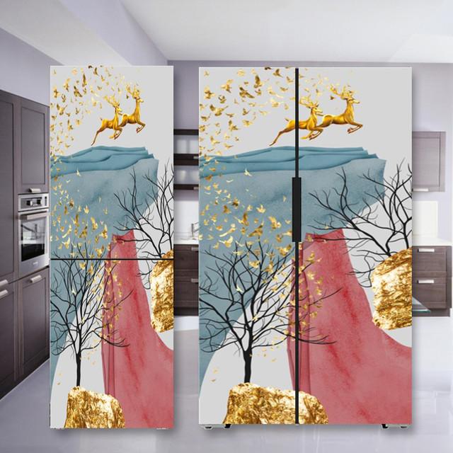 Наклейка на холодильник с кофе, дверная крышка, ПВХ, обои на холодильник, виниловая самоклеящаяся съемная наклейка на стену для замораживания, домашний декор