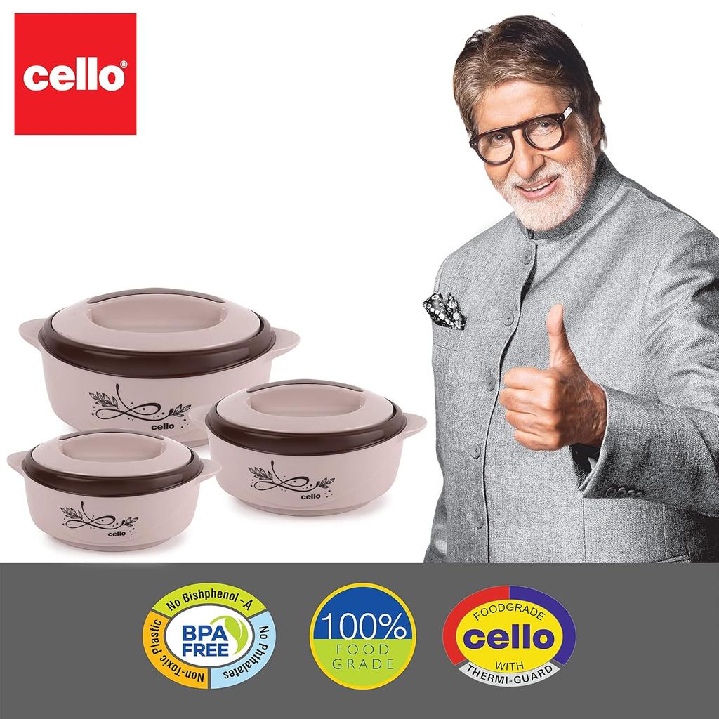 Набор кастрюль-термосов из нержавеющей стали для хранения горячей пищи | Идеально для роти, риса, чапати | Современный коричневый дизайн с удобной ручкой