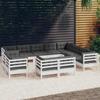 Day and Night - Day and Night Garden Furniture 12 Pieces and Cushions White Solid Pine Wood
