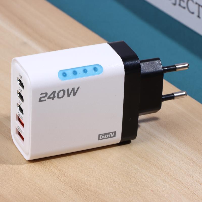 5-в-1 240 Вт USB C Зарядное устройство с несколькими портами Высокоскоростной USB-адаптер для зарядки Быстрая зарядка Зарядное устройство для телефона Адаптер питания EU/US Штекер
