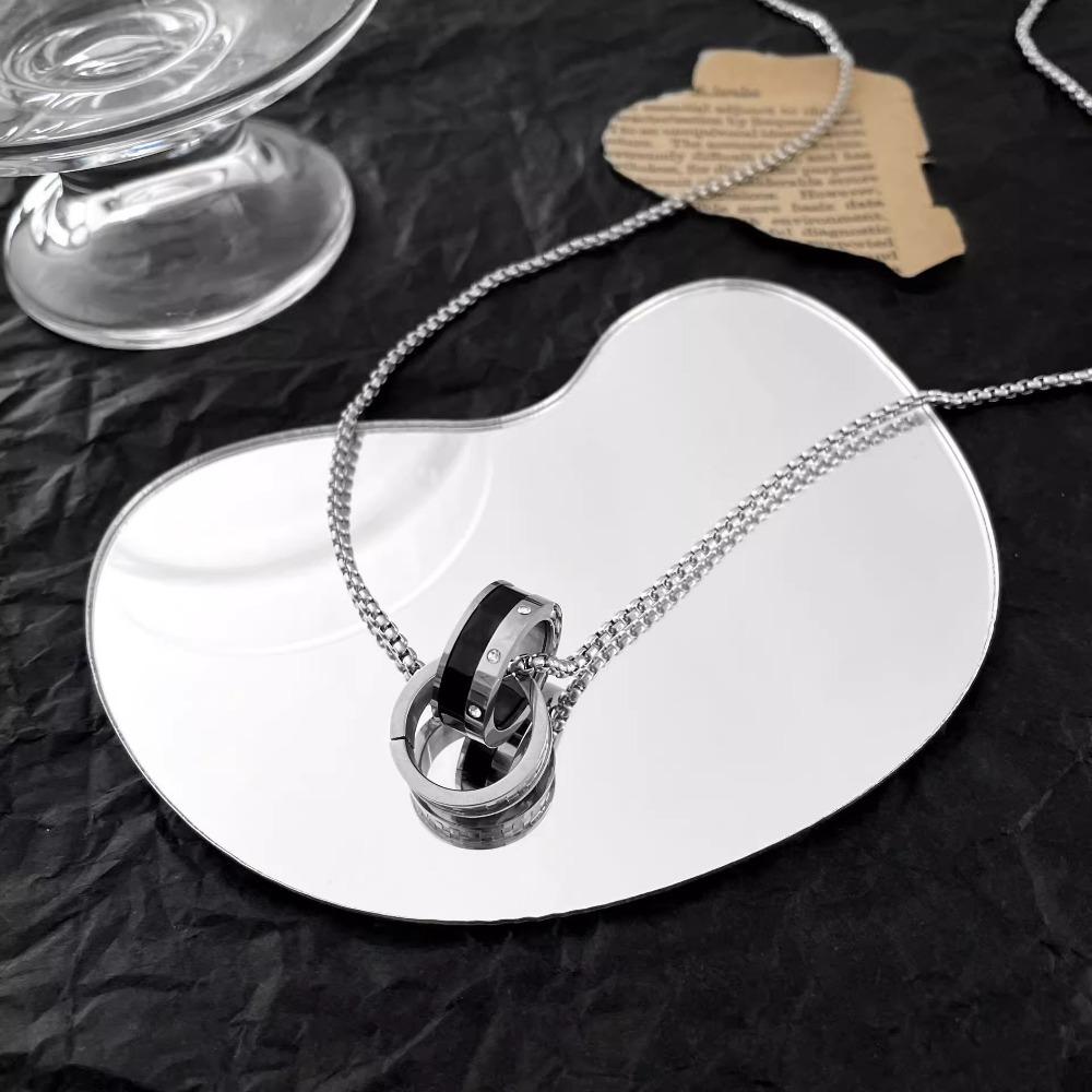 Double Ring Shape Men Necklace Gold Cross Cross Pendant Korean Fashion Clavicle Chains Men Boys
