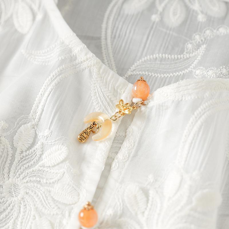 Весеннее платье с вышивкой из жаккарда и рукавами-трубами - Новый китайский стиль