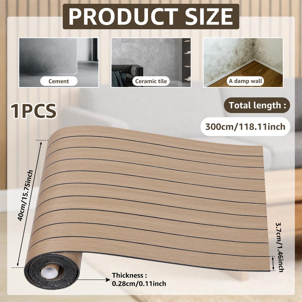 Обои с рисунком деревянных реек ПВХ Самоклеящиеся деревянные обои 118x15,7 дюйма Самоклеящаяся звукоизоляционная 3D-панель из искусственных деревянных реек