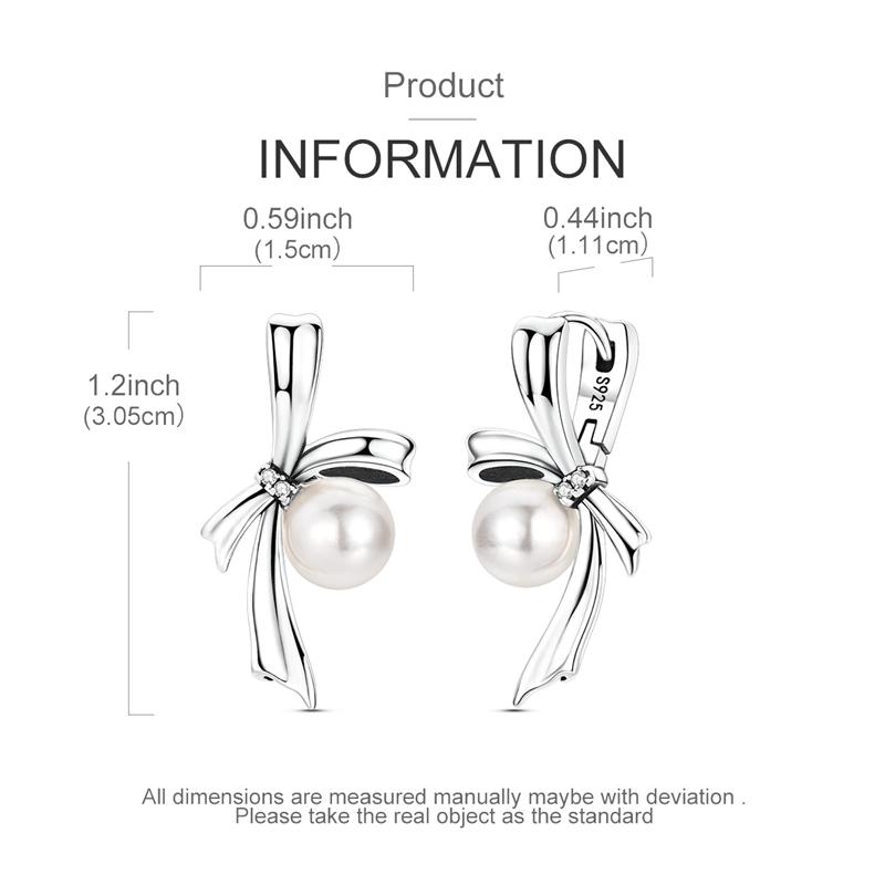 Elegant Original 925 Sterling Silver Pearl Bowknot Hoop Earrings For Women Engagement Wedding Jewelry Gift