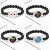 Men And Womens Beaded Bracelet Autism Awareness Black Stretch Cord