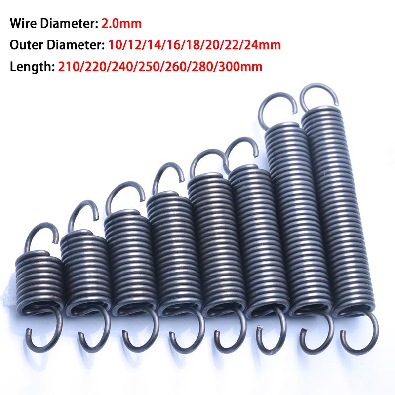 Coil Extension Spring Wire Diameter 2.0mm OD:10/12/14/16/18/20/22/24mm Length:210/220/240/250/260-300mm Open Hook Tension Spring