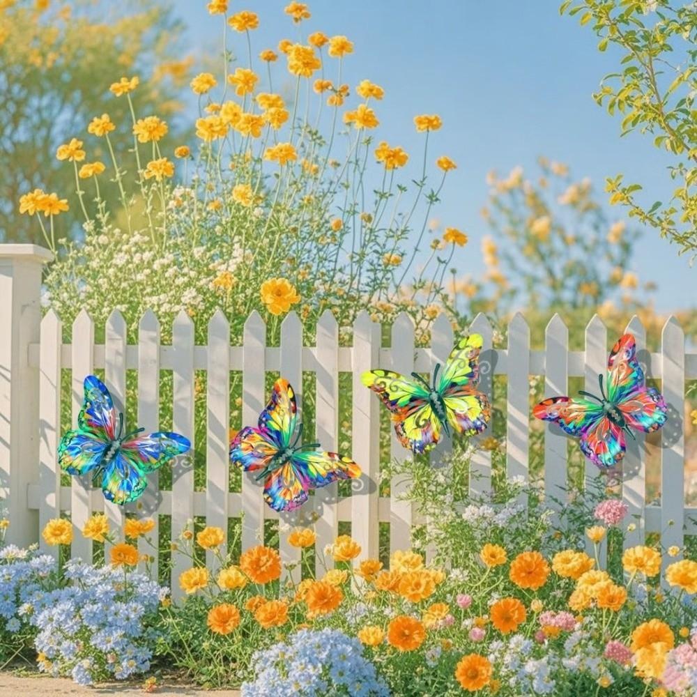 Metal Butterfly Wall Decor DIY Butterfly Decorative Post for Garden Balcony Patio Outdoor