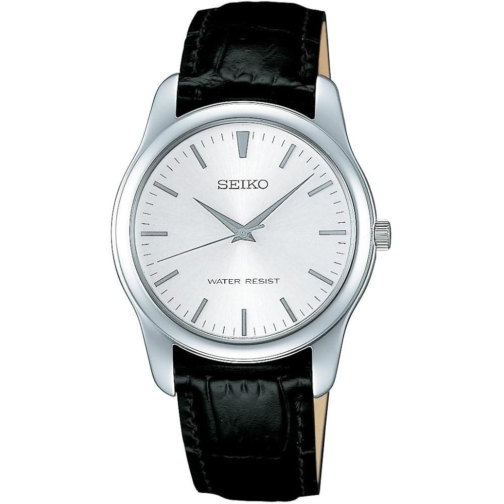 SEIKO SELECTION SCXP031 Мужские Унисекс Кварцевые Часы 35мм Серебристый Циферблат Кожаный Ремешок