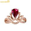 Classic Crown Water Droplet Shape Zircon Ring Ladies Jewelry Wedding Promise Party Gift