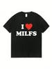 Я люблю MILFS Я люблю Горячих Мам Футболки с Принтом Букв Летние Унисекс Wounisex Короткий Рукав Повседневная Футболка Мода Харадзюку Футболки
