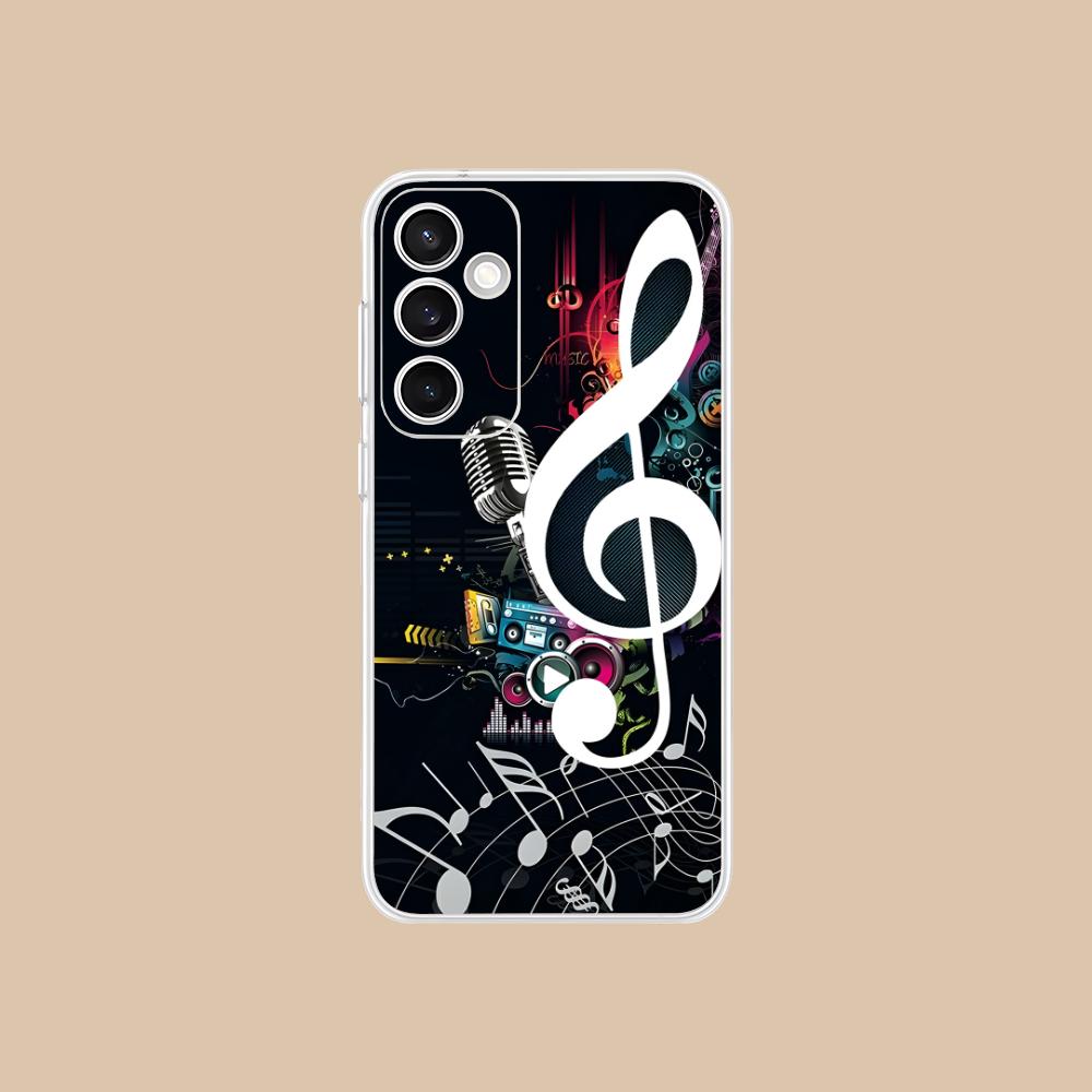 Чехол для телефона Samsung Galaxy S25 S24 S23 S22 S21Plus FE Ultra с изображением нотного стана, прозрачный, цветной, чехол для смартфона