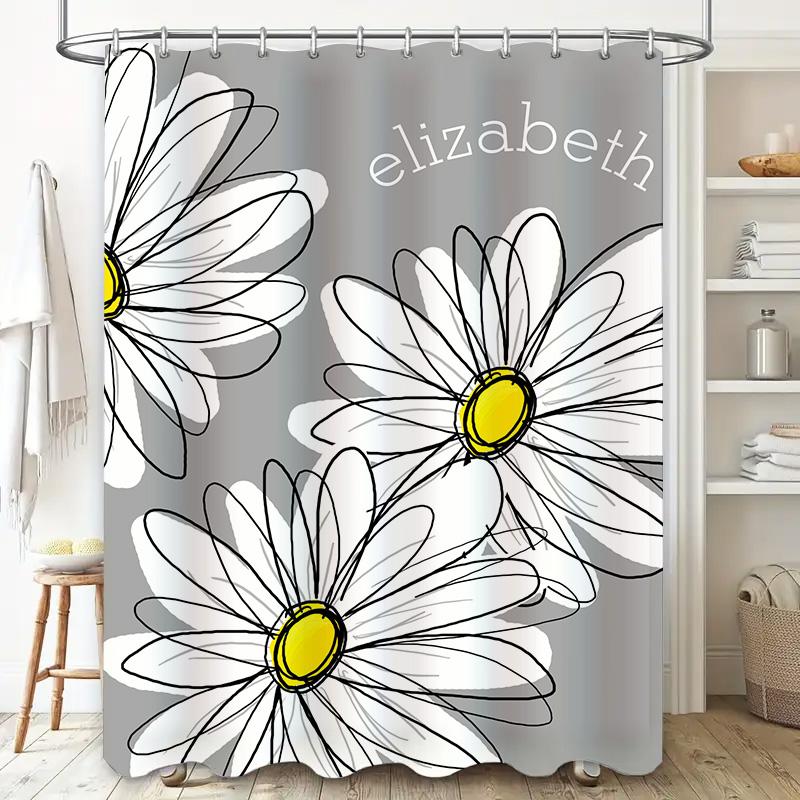 GAECustom Daisy Delight: Персонализированная шторка для душа с очаровательным цветочным дизайном для свежего, вдохновленного природой интерьера
