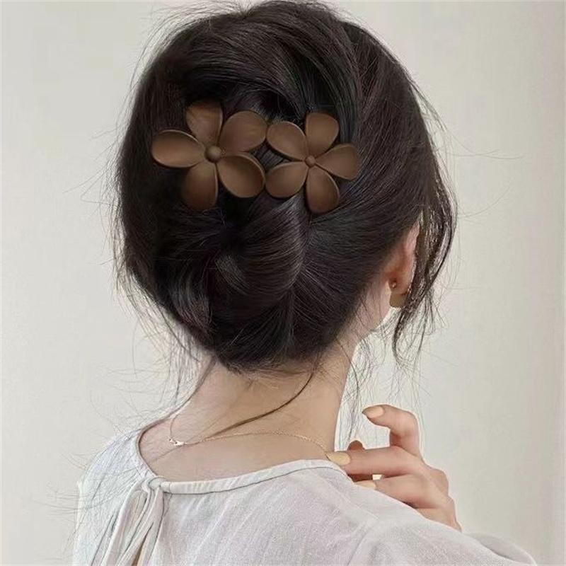 Fashion Flower Hair Clip Headdress Women Hair Clips Back Head Spoon Coiled Hair Hairpin Duckbill Clip Ponytail Clip