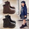 Girls Boots Autumn and Winter New Thermal Short Boots Foreign Leather Boots Thin Velvet Martin Boots Versatile Princess Boots British Style