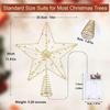 Christmas Tree Topper Star with LED String Light Glitter Christmas Tree Top Star Lamp for Christmas