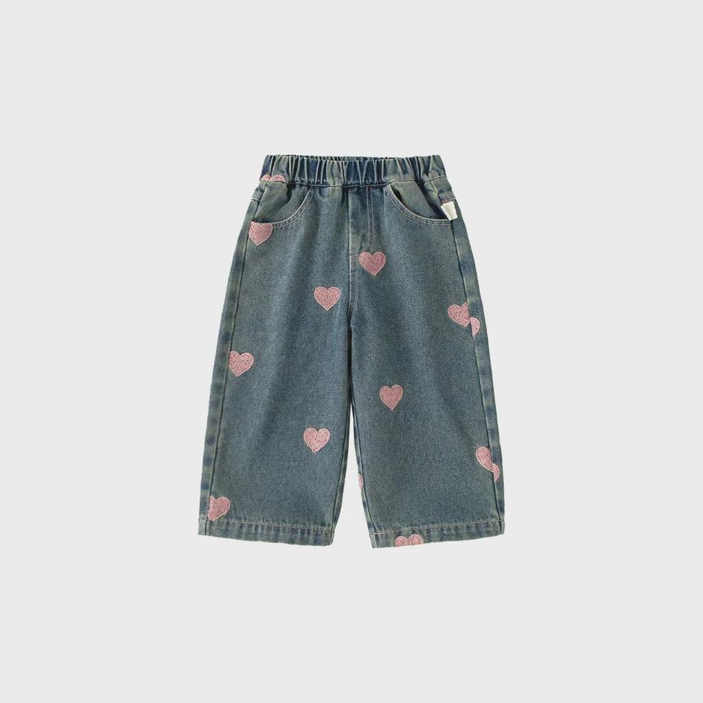 Джинсы Youbao Girls' Love: Осенний широкий прямой корейский свободный крой