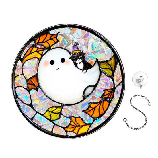 Halloween Suncatcher Hanging Decoration Ghost Pumpkin Witch Black Cat Castle