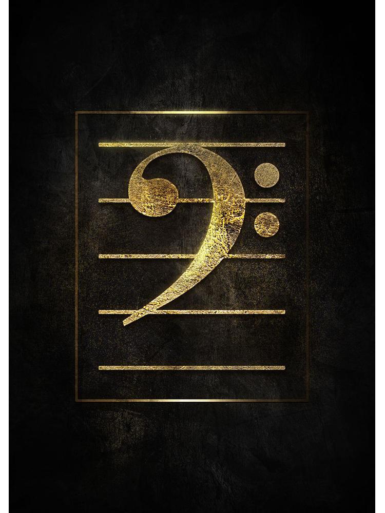 Черный фон золотые музыкальные знаки плакаты холст картина фортепиано настенная картина для спальни украшение дома безрамное