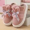 Women's Warm Home Slippers Cute Autumn Winter New Arrival Bow Thick Plush Non-Slip Soft Slippers Bedroom Platform Ladies Slides