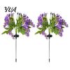 Artificial Flower Solar Lights 2Pcs Lights, Lily Bamboo Wisteria Garden Stake Decorative Stakes for Lawn Powered Firefly Waterproof Pathway