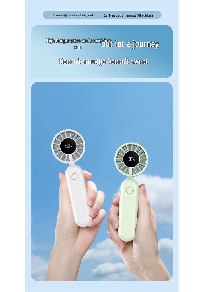 Rechargeable Foldable Mini Handheld Desktop Fan with Digital Display