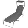VidaXL Folding Chaise Longue with Canopy Steel Garden Sunbed Camping 44291