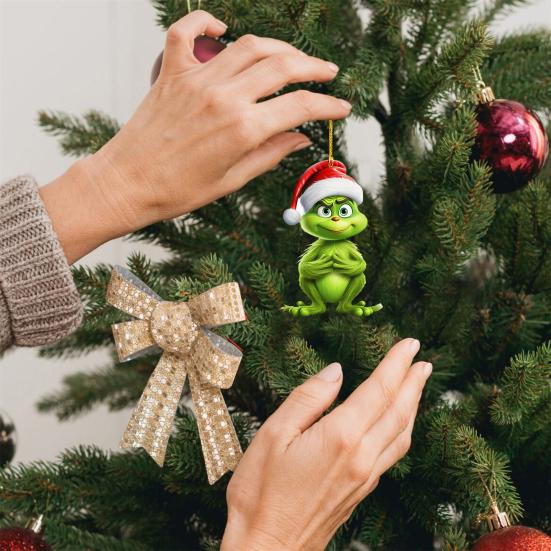 10 шт. Рождественские елочные украшения акриловые милые зеленые эльфы кукольные подвески праздничные подвесные украшения для окна автомобиля стены