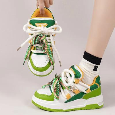 Женская вулканизированная обувь, женская повседневная теннисная обувь на шнуровке, толстая подошва, дышащие кроссовки, брендовая дизайнерская обувь 2024